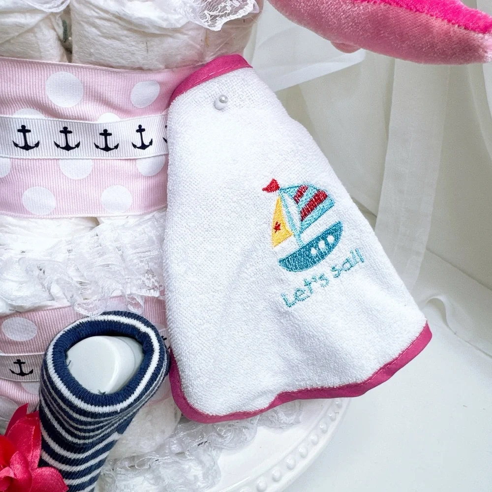 Nautical Dolphin Baby Girl Diaper Cake